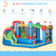 Outsunny Kids Inflatable Bouncy Castle Water Slide 6 in 1 Bounce House Jumping Castle Water Gun Climbing Wall with Air Blower fo