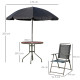 Outsunny 6 Piece Garden Dining Set with Umbrella, Patio Sets with Parasol with 4 Folding Dining Chairs &amp; Round Tempered Glass Ta