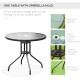 Outsunny 6 Piece Garden Dining Set with Umbrella, Patio Sets with Parasol with 4 Folding Dining Chairs &amp; Round Tempered Glass Ta