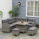 Outsunny 6 Pieces Outdoor PE Rattan Garden Furniture, Patio Wicker Sectional Conversation Corner Sofa w/ Soft Padded Cushion &amp; L