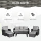 Outsunny Six-piece Outdoor Rattan Dining Set, with Reclining Armchairs - Grey