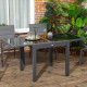 Outsunny Extending Garden Table, Outdoor Dining Table with Aluminium Frame and Tempered Glass Tabletop, 80/160 x 80 x 75 cm, Bla