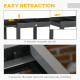 Outsunny Extending Garden Table, Outdoor Dining Table with Aluminium Frame and Tempered Glass Tabletop, 80/160 x 80 x 75 cm, Bla