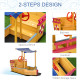 Outsunny Kids Wooden Sand Pit Children Sandbox Pirate Ship Sandboat Play Station for Outdoor w/ Canopy Shade Storage Bench Botto