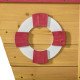 Outsunny Kids Wooden Sand Pit Children Sandbox Pirate Ship Sandboat Play Station for Outdoor w/ Canopy Shade Storage Bench Botto