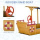 Outsunny Kids Wooden Sand Pit Children Sandbox Pirate Ship Sandboat Play Station for Outdoor w/ Canopy Shade Storage Bench Botto