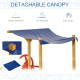 Outsunny Kids Wooden Sand Pit Children Sandbox Pirate Ship Sandboat Play Station for Outdoor w/ Canopy Shade Storage Bench Botto
