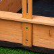 Outsunny Sand Pit Kids Wooden Sandbox with Cover Children Sandpit Play Station Height Adjustable with Canopy, Bottom Liner, Plas