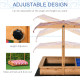 Outsunny Sand Pit Kids Wooden Sandbox with Cover Children Sandpit Play Station Height Adjustable with Canopy, Bottom Liner, Plas