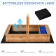 Outsunny Sand Pit Kids Wooden Sandbox with Cover Children Sandpit Play Station Height Adjustable with Canopy, Bottom Liner, Plas