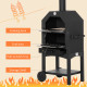 Outsunny Outdoor Garden Pizza Oven Charcoal BBQ Grill 3-Tier Freestanding w/ Chimney, Mesh Shelf, Thermometer Handles, Wheels Ga