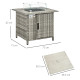 Outsunny Outdoor PE Rattan Gas Fire Pit Table, Patio Square Propane Heater with Rain Cover, Glass Windscreen, and Lava Stone, 50