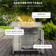 Outsunny Outdoor PE Rattan Gas Fire Pit Table, Patio Square Propane Heater with Rain Cover, Glass Windscreen, and Lava Stone, 50