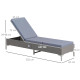 Outsunny Outdoor PE Rattan Sun Lounger, Multi-position Backrest Adjustable Single Recliner Sunbed Daybed with Removeable &amp; Washa
