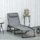 Outsunny Portable Sun Lounger, Folding Camping Bed Cot, Reclining Lounge Chair 5-position Adjustable Backrest with Side Pocket, 