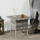 Outsunny Rattan Side Table, Outdoor Coffee Table with Plastic Board Under the Full Woven Table Top for Patio, Garden, Balcony, M