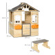 Outsunny Wooden Playhouse for Kids Outdoor Wendy House with Door, windows, Bench, Service Stations, Flowerpot Holder, For Ages 3