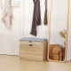 Shoe Bench with Cushion for 4 Pair of Shoes, Storage Bench with Padded Seat, Flip-up Cabinet and Hidden Space for Entryway, Natu