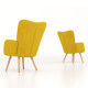 Modern Accent Chair Velvet-Touch Tufted Wingback Armchair Upholstered Leisure Lounge Sofa Club Chair with Wood Legs, Set of 2, Y