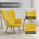 Modern Accent Chair Velvet-Touch Tufted Wingback Armchair Upholstered Leisure Lounge Sofa Club Chair with Wood Legs, Set of 2, Y