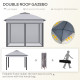 Outsunny 3.3 x 3.3m Pop Up Gazebo, Double Roof Foldable Canopy Tent with Zipped Mesh Sidewalls, Height Adjustable and Carrying B