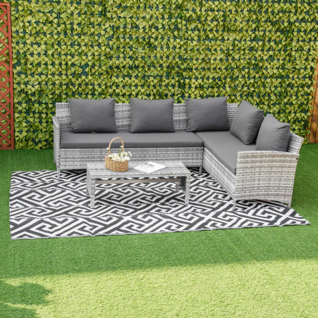 Outsunny 182 x 274 cm(6x9ft) Outdoor Rug Reversible Mat Plastic Straw Rug Portable RV Camping Mat for Garden Deck Picnic Indoor,