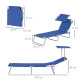 Outsunny 2 Pieces Outdoor Foldable Sun Lounger, 4 Level Adjustable Backrest Reclining Sun Lounger Chair with Angle Adjust Sun Sh