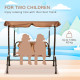 Outsunny 2 Seater Kids Garden Swing Seat, Children Outdoor Patio Lounge Chair for Gardens w/ Adjustable Awning, Seatbelt, Monkey