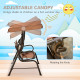 Outsunny 2 Seater Kids Garden Swing Seat, Children Outdoor Patio Lounge Chair for Gardens w/ Adjustable Awning, Seatbelt, Monkey