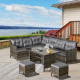 Outsunny 8-Seater Patio wicker Sofa Set Rattan Chair Furniture w/ Glass &amp; Cushioned