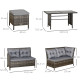 Outsunny 8-Seater Patio wicker Sofa Set Rattan Chair Furniture w/ Glass &amp; Cushioned