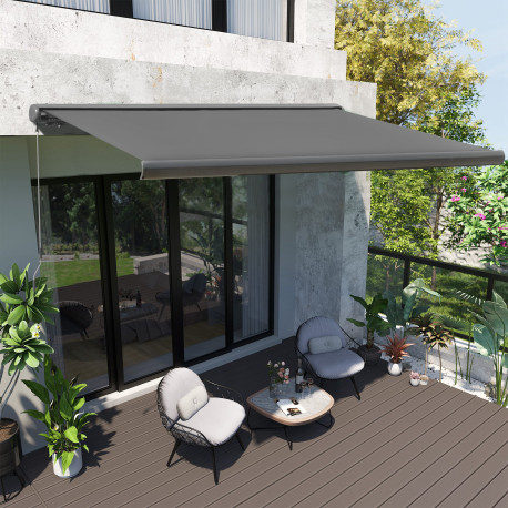 Outsunny Cassette Electric Manual Awning Door Window Retractable Canopy w/ R/C