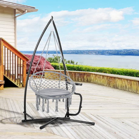 Outsunny Hammock Chair Stand Only Construction Heavy Duty Metal C-Stand for Hanging Hammock Chair Porch Swing Indoor or Outdoor 