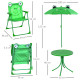 Outsunny Kids Outdoor Table and Chairs Garden Furniture Frog Pattern with Removable &amp; Height Adjustable Sun Umbrella, Green
