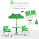 Outsunny Kids Outdoor Table and Chairs Garden Furniture Frog Pattern with Removable &amp; Height Adjustable Sun Umbrella, Green