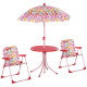 Outsunny Kids Outdoor Bistro Table and Chair Set Butterfly Pattern Garden Patio Backyard with Removable &amp; Height Adjustable Para