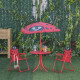 Outsunny Kids Outdoor Table and Chairs Garden Furniture Ladybird Pattern with Removable &amp; Height Adjustable Sun Umbrella, Red