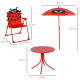 Outsunny Kids Outdoor Table and Chairs Garden Furniture Ladybird Pattern with Removable &amp; Height Adjustable Sun Umbrella, Red