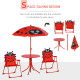 Outsunny Kids Outdoor Table and Chairs Garden Furniture Ladybird Pattern with Removable &amp; Height Adjustable Sun Umbrella, Red