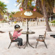 Outsunny Kids Bistro Table and Chair Set, Outdoor Folding Garden Furniture w/Monkey Design, Removable, Adjustable Sun Umbrella, 