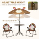 Outsunny Kids Bistro Table and Chair Set, Outdoor Folding Garden Furniture w/Monkey Design, Removable, Adjustable Sun Umbrella, 