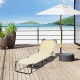 Outsunny Foldable Sun Lounger with 5-Position Adjustable Backrest, Outdoor Portable Recliner Chaise Lounge Chair with Breathable
