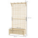 Outsunny Raised Bed with Drainage Holes, Wood Planter with Trellis for Climbing Plants to Grow Vegetables, Flowers, Natural
