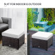 Outsunny Rattan Footstool Wicker Ottoman with Padded Seat Cushion Outdoor Patio Furniture for Garden Poolside Living Room, 50 x 