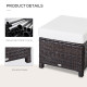 Outsunny Rattan Footstool Wicker Ottoman with Padded Seat Cushion Outdoor Patio Furniture for Garden Poolside Living Room, 50 x 