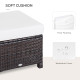 Outsunny Rattan Footstool Wicker Ottoman with Padded Seat Cushion Outdoor Patio Furniture for Garden Poolside Living Room, 50 x 