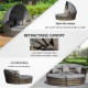 Outsunny Outdoor PE Rattan Garden Furniture with Cushioned, Patio Wicker Conversation Furniture Set, Round Daybed with Retractab