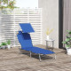 Outsunny Single Sun Lounger, with Awning and Reclining Back - Blue