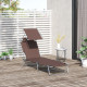 Outsunny Outdoor Foldable Sun Lounger, 4 Level Adjustable Backrest  Reclining Sun Lounger Chair with Angle Adjust Sun Shade Awni
