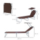 Outsunny Outdoor Foldable Sun Lounger, 4 Level Adjustable Backrest  Reclining Sun Lounger Chair with Angle Adjust Sun Shade Awni